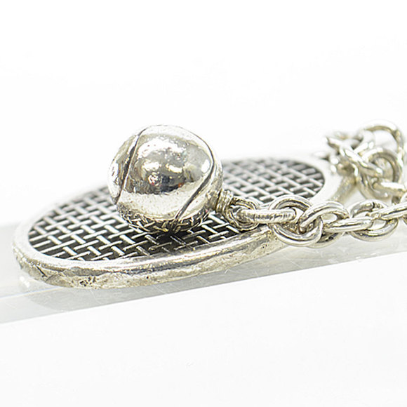 Tiffany & Co. Charm tennis racket ball silver Ag925 key ring ladies men - Picture 3 of 5